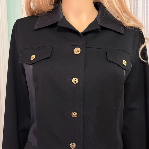 St. John Black Jacket Panels Look Like Silk Excellent Condition - Picture 3 of 11